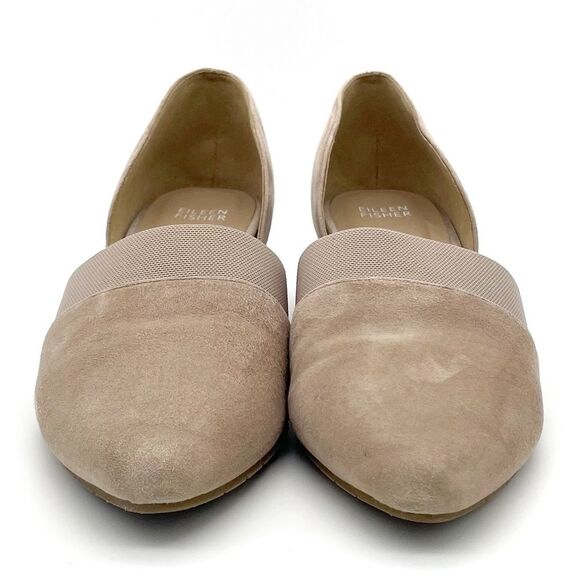 Eileen Fisher Hilly Wedge d'Orsay Pump in Earth Beige Taupe Suede Women’s Size 9 - Picture 10 of 16